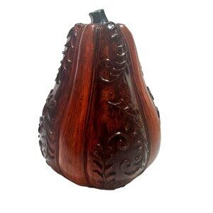 Handcrafted Carved Wooden Pumpkin Decor Thanksgiving Harvest Autumn Fall